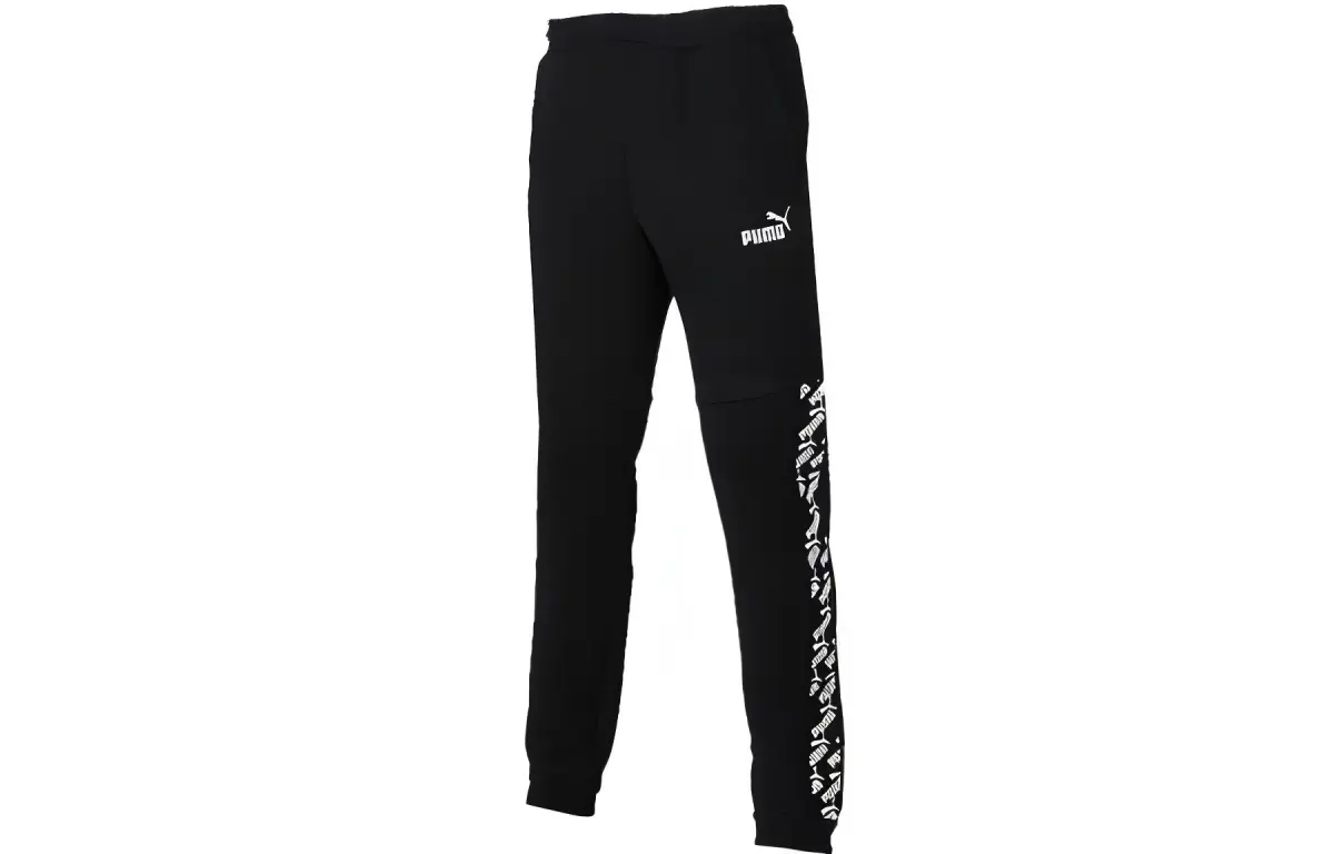 PUMA Knitted Sweatpants Men's Black Moderate Cuffed Pants