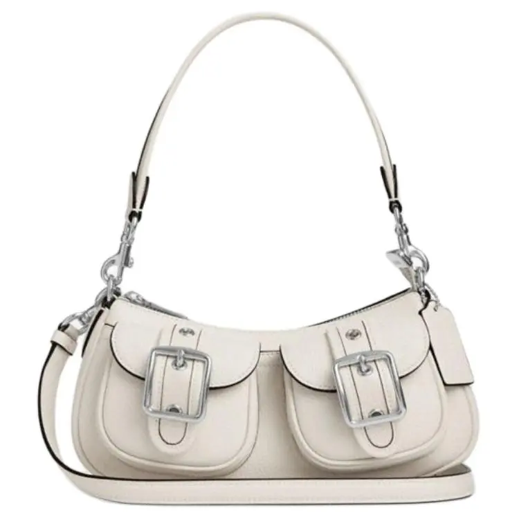 COACH Ashton Leather Shoulder Bag Medium Women's Chalk