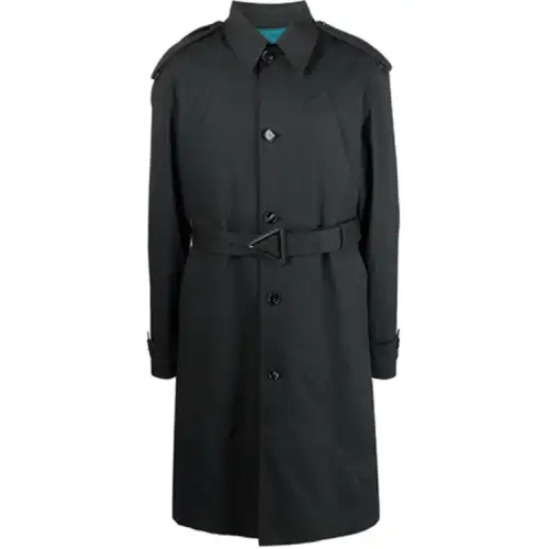 Bottega Veneta Trench Coats Men's Black Lapel Moderate
