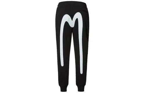 EVISU Knitted Sweatpants Men's Black Moderate Cuffed Pants