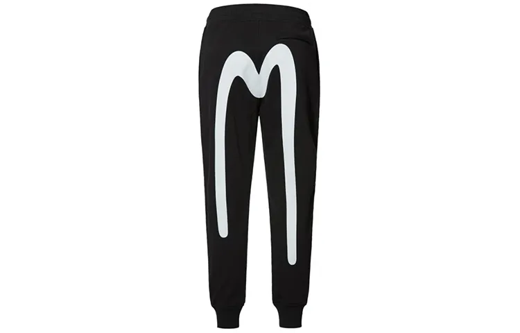 EVISU Knitted Sweatpants Men's Black Moderate Cuffed Pants