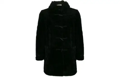 SAINT LAURENT Leather Jackets Men's Black Hooded Moderate