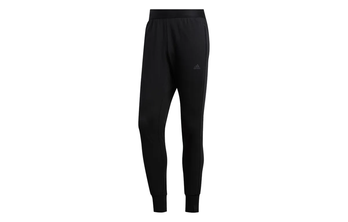 Adidas Knitted Sweatpants Men's Black Moderate Cuffed Pants
