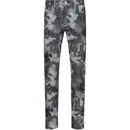 DIOR Quarterly New Products Jeans Men's Dark Blue Camouflage Moderate Slim Fit Pants