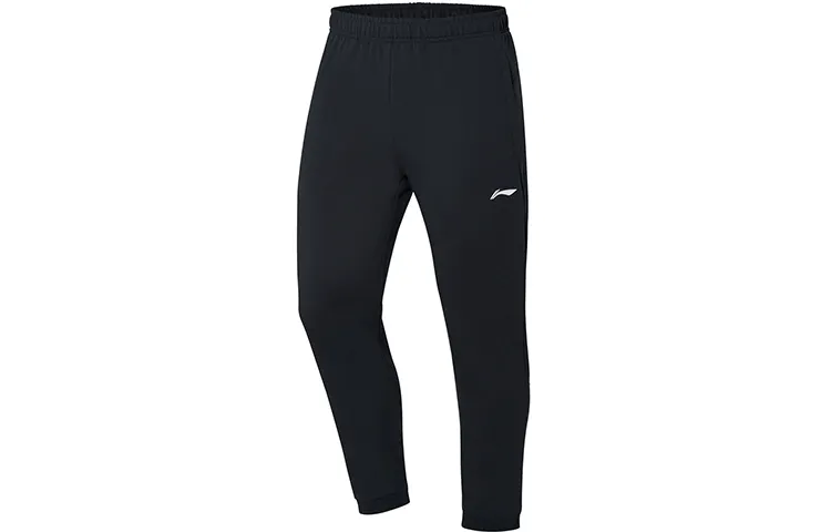 Li Ning Knitted Sweatpants Men's Black Moderate Cuffed Pants