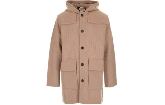 THOM BROWNE Parka Coats Men's Light Umber Hooded Moderate