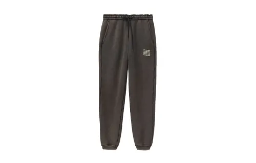 Alexander Wang SS22 Micronized Acid Washed Logo Casual Pants With Fleece Lining Knitted Sweatpants Unisex Gray