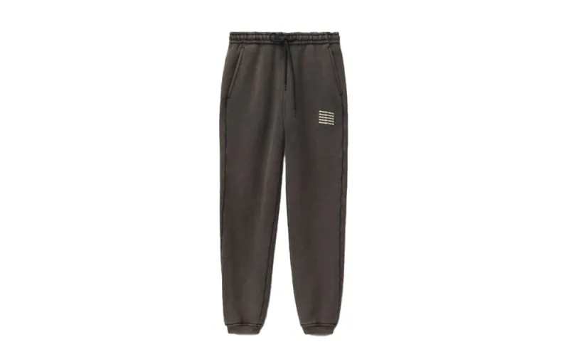 Alexander Wang SS22 Micronized Acid Washed Logo Casual Pants With Fleece Lining Knitted Sweatpants Unisex Gray