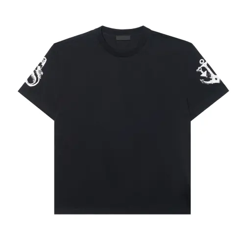 PRADA T Shirts Men's Black Crew Neck Moderate Straight Fit