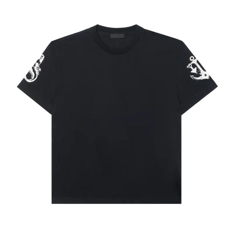 PRADA T Shirts Men's Black Crew Neck Moderate Straight Fit