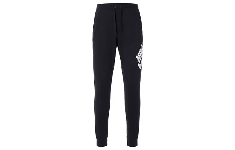 Nike Fleece Lined Elastic Cuff Casual Knitted Sweatpants Men's Black