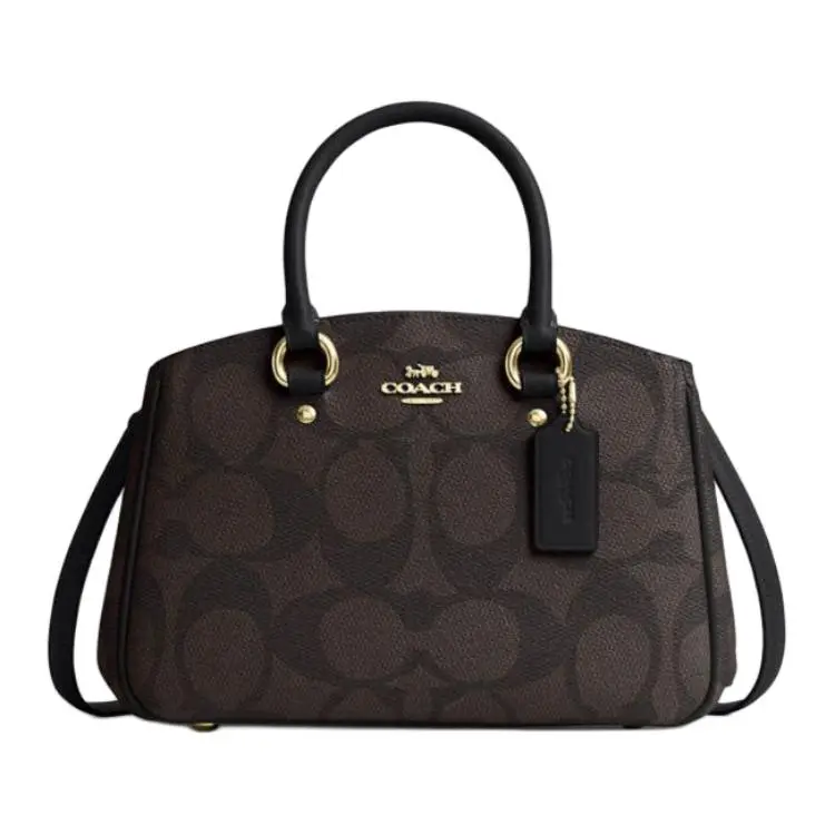 COACH Artificial Leather One Shoulder Handbag Large Women's Walnut & Black