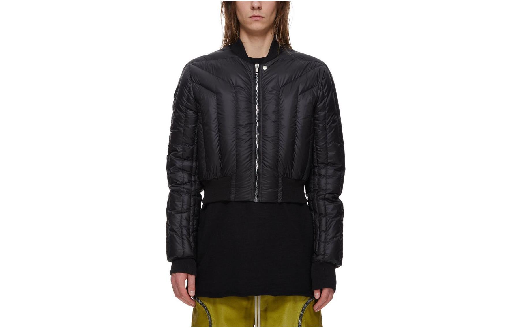 RICK OWENS /RO FW23 Comfortable solid color lightweight quilted long-sleeved down jacket, men's black