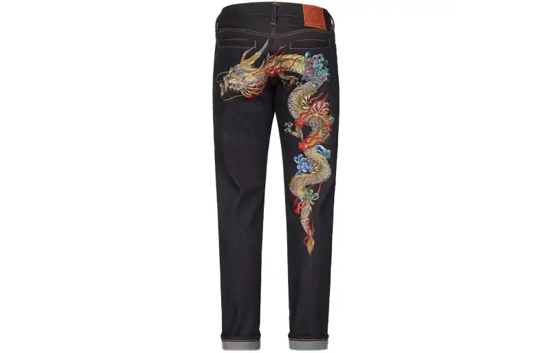 EVISU Jeans Men's Denim Blue Moderate Tapered Pants