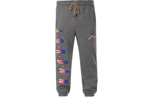 Jordan As M J Sport DNA Hbr Flc Multicolor Logo Woven Fleece Lined Long Knitted Sweatpants Men's Gray