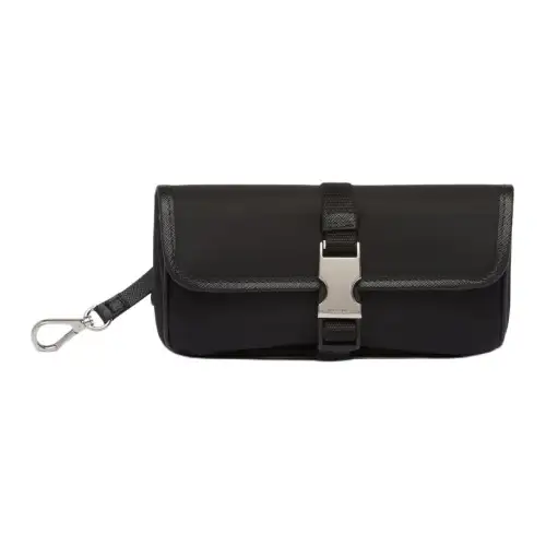 PRADA Re NylonSaffiano Fabric With Leather Eyeglass Case Clutch Men's Black