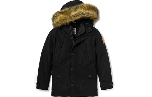 Timberland Parka Coats Men's Black Hooded Thickened And Fleece Lined