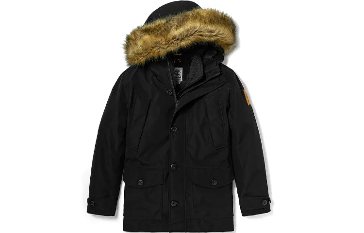 Timberland Parka Coats Men's Black Hooded Thickened And Fleece Lined