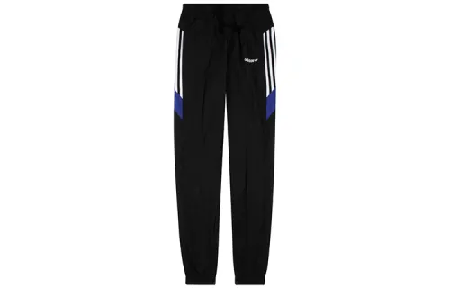 Adidas Originals Vintage Side Stripes Zippers Elastic Cuff Fleece Lined Knitted Sweatpants Men's Black