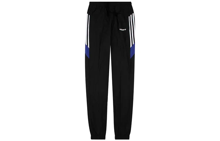 Adidas Originals Vintage Side Stripes Zippers Elastic Cuff Fleece Lined Knitted Sweatpants Men's Black