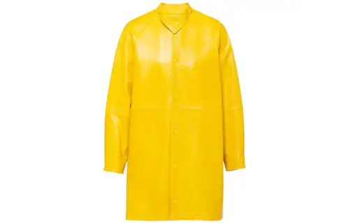 PRADA Leather Jackets Men's Yellow Stand Collar Moderate