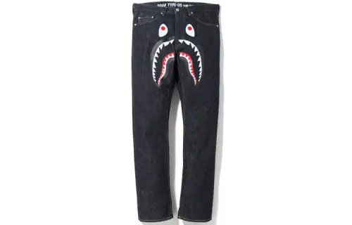 A BATHING APE Shark Series Jeans Men's Moderate Straight Fit Pants