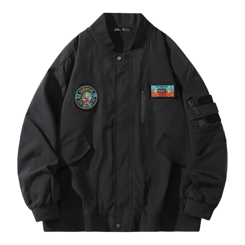 The Simpsons Jackets Unisex Baseball Collar Moderate Pilot