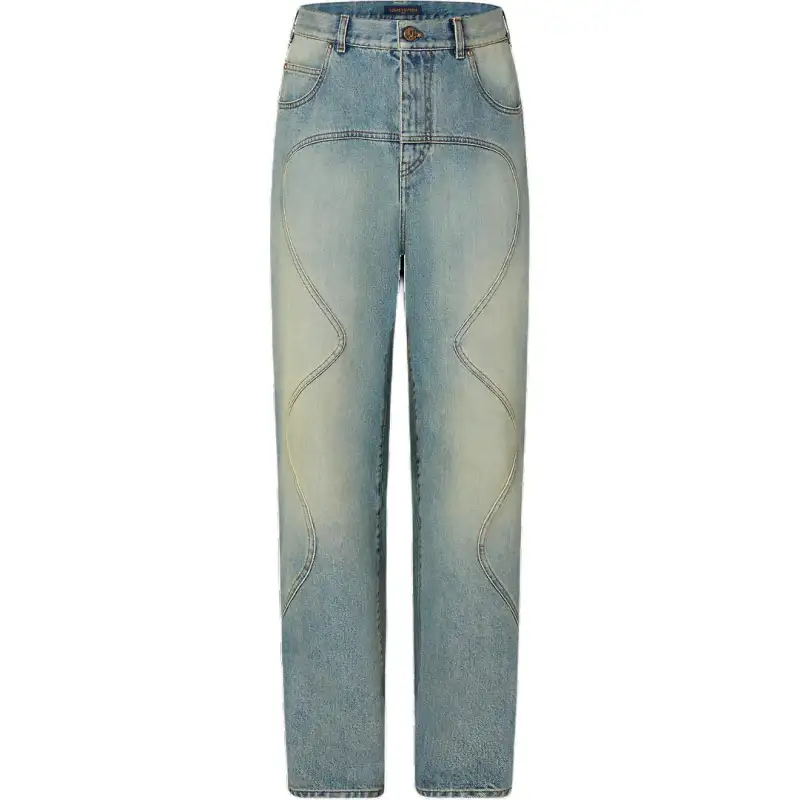 LOUIS VUITTON New Quarterly Products Of LV Jeans Men's Indigo Moderate Straight Fit Pants