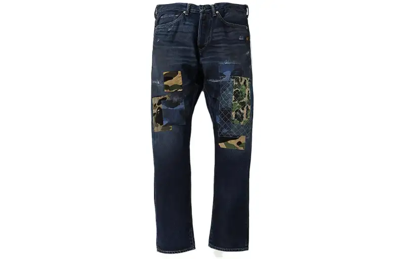 A BATHING APE Jeans Men's Dark Blue Moderate Straight Fit Pants