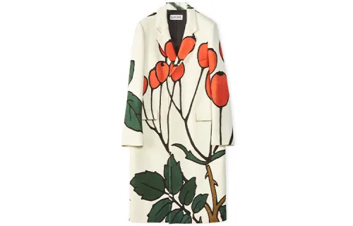 LOEWE Trench Coats Unisex White Suit Collar Moderate