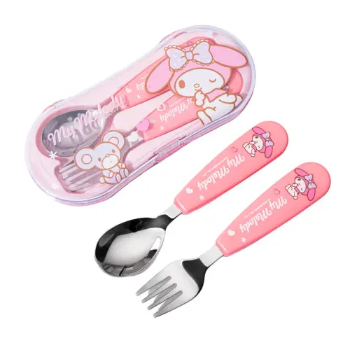 Sanrio Sanrio, Hello Kitty, fork stainless steel, handheld children's high quality spoon, cartoon tableware, set, stainless steel AISI 304