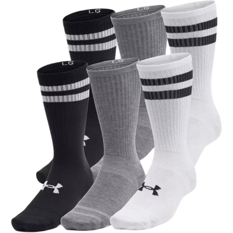 Under Armour Crew Socks Unisex 6 Pack Mixed Color