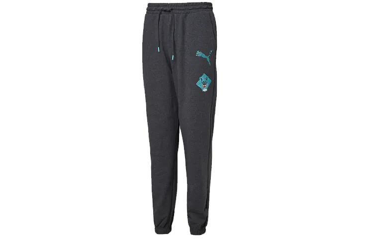 PUMA Knitted Sweatpants Men's Gray Moderate Cuffed Pants