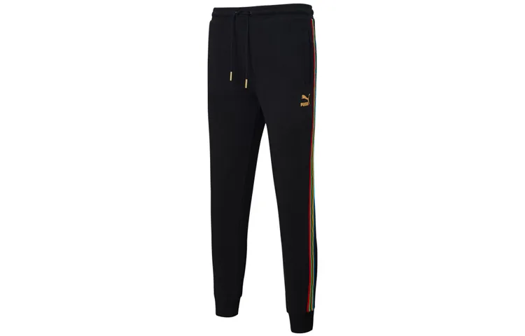 PUMA Knitted Sweatpants Men's Black Moderate Cuffed Pants
