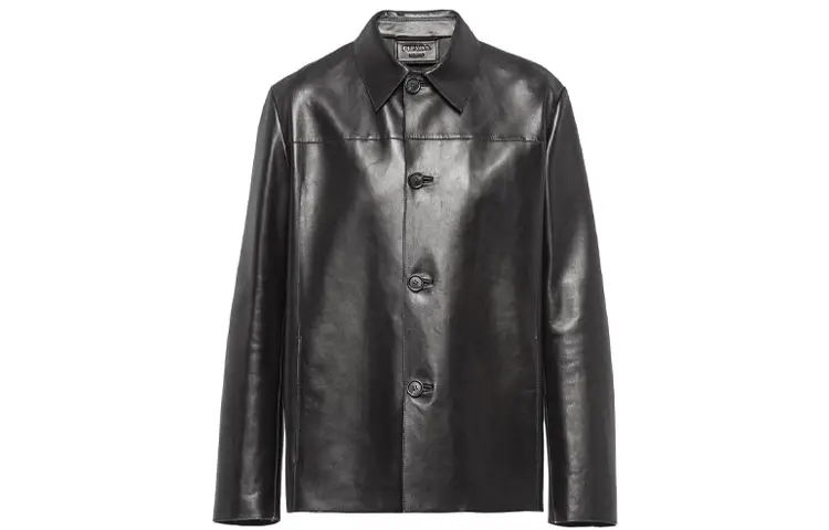 PRADA Leather Jacket Men's Black