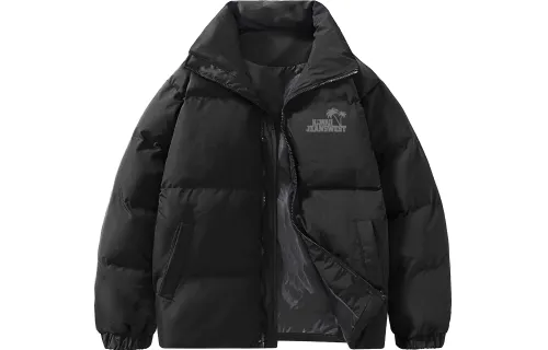 JEANSWEST Puffer Jackets Unisex Stand Collar Thickened Padded Puffer Jacket