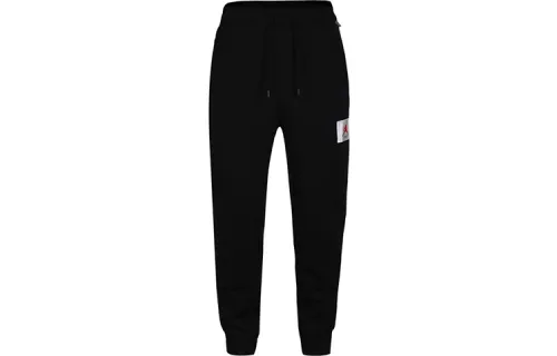 Jordan Flight Knitted Sweatpants Men's Black Thickened Cuffed Pants