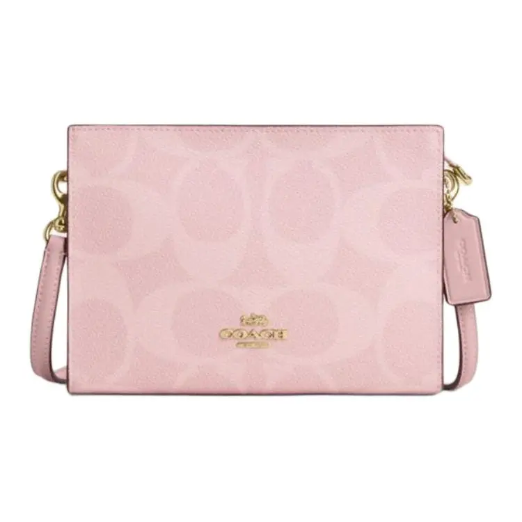 COACH Coated Canvas Shoulder Bag Small Women's Pink