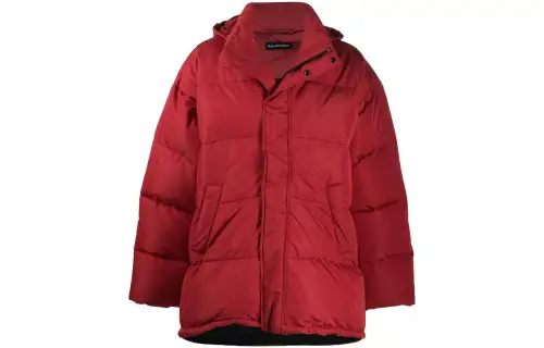 Balenciaga Parka Coats Men's Red Hooded Thickened