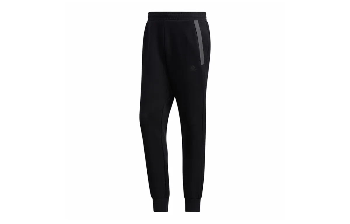 Adidas Knitted Sweatpants Men's Black Moderate Cuffed Pants