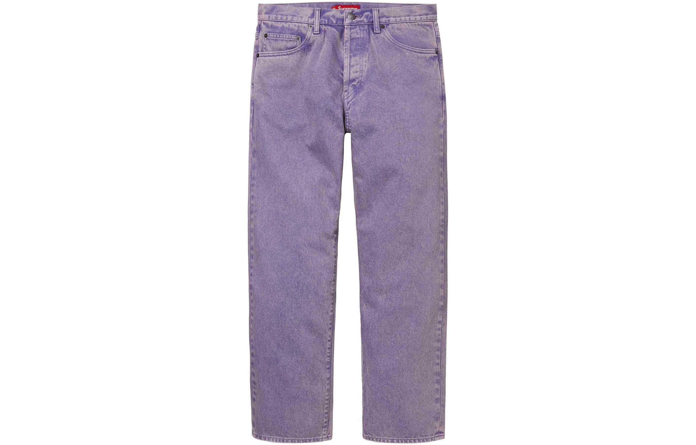Supreme SS24 WEEK1 REGULAR JEAN solid color zipper casual straight pocket American trendy jeans for men and women.