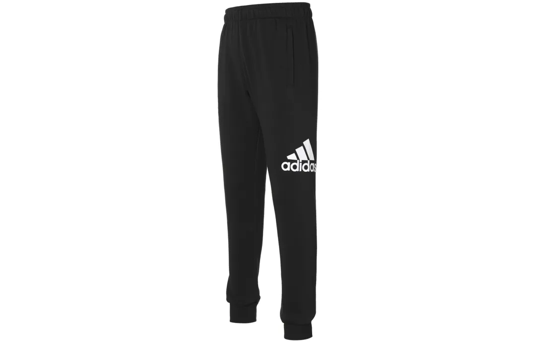 Adidas Logo Training Fleece Lined Thermal Long Knitted Sweatpants Men's Black