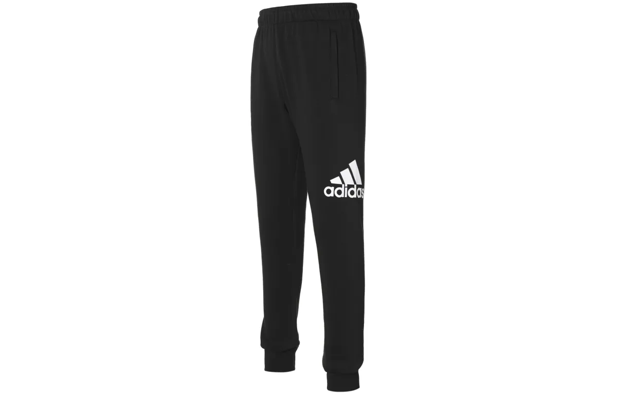 Adidas Logo Training Fleece Lined Thermal Long Knitted Sweatpants Men's Black