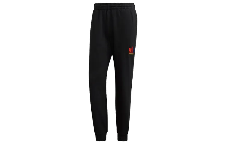 Adidas Originals Knitted Sweatpants Men's Black Moderate Straight Fit Pants