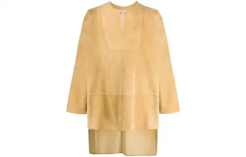 LOEWE Leather Jackets Men's Camel Crew Neck Moderate