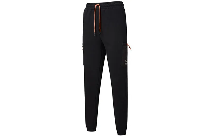 PUMA Knitted Sweatpants Men's Black Thickened Cuffed Pants