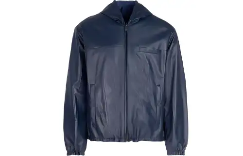PRADA Leather Jacket Men's Blue
