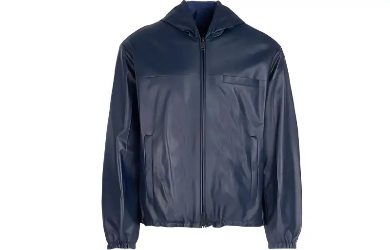 PRADA Leather Jacket Men's Blue