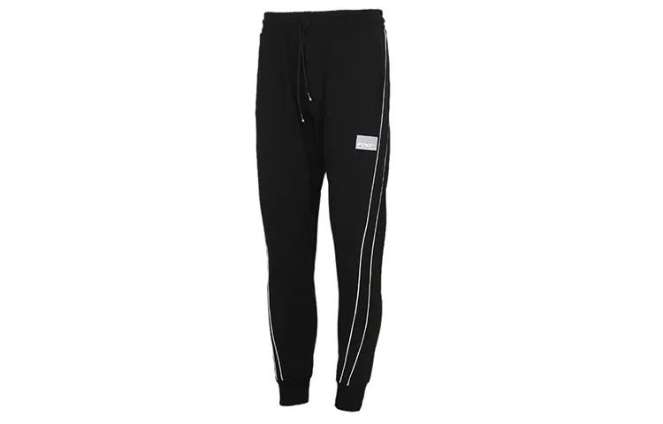 PUMA Knitted Sweatpants Men's Black Moderate Cuffed Pants
