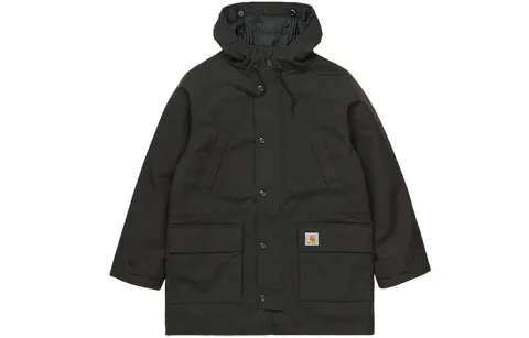 Carhartt WIP Parka Coats Men's Black Hooded Moderate